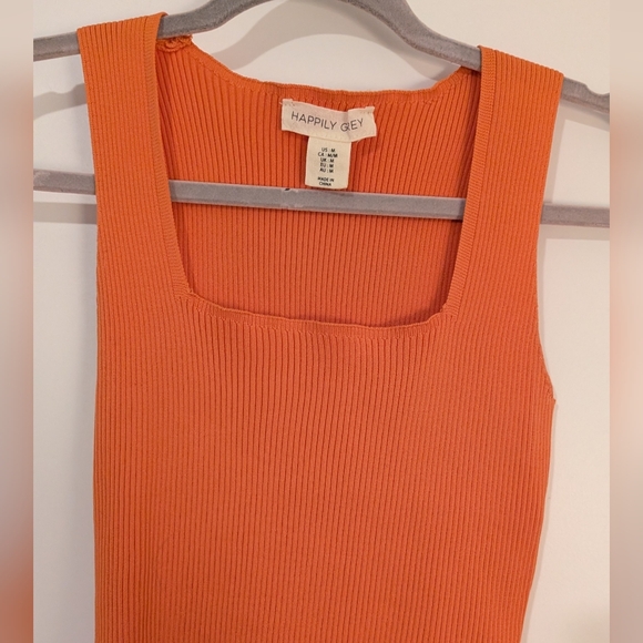 Orange Ribbed Tank Top - Picture 2 of 4